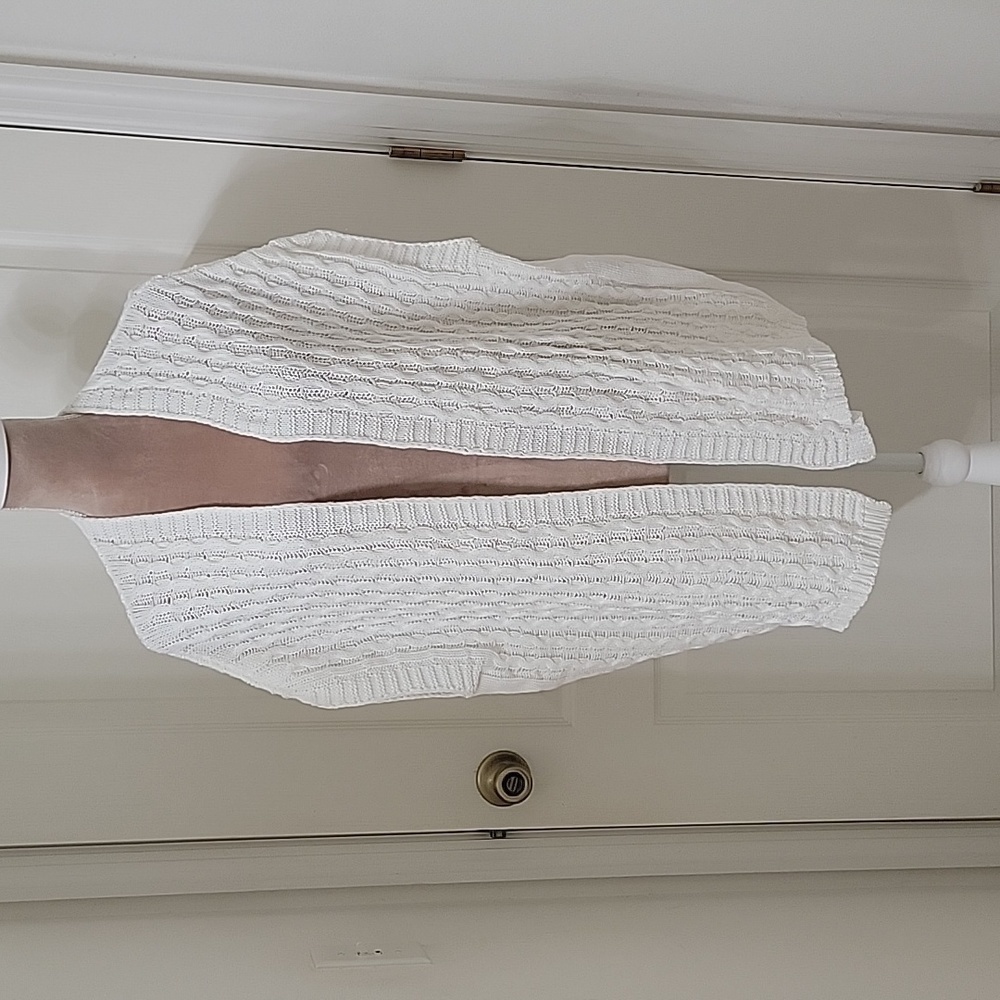 Anthropologie Mo:Vint, Size M White, Short Sleeve, Open Stitched Cardigan Duster